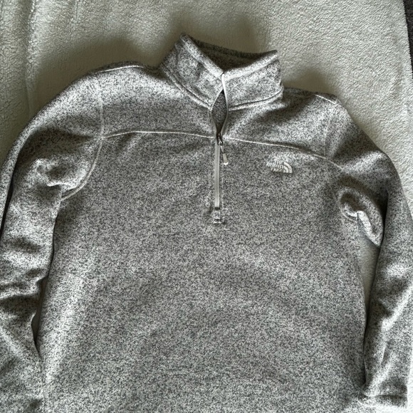 The North Face Gray Zip Up Sweater with Stand-Up Collar - Picture 1 of 3